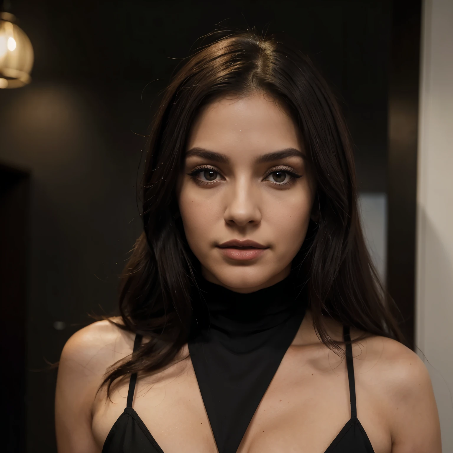A 25-year-old,de 1.70 de altura atrativa, ojos miel, con mirada penetrante y sexy, con piel clara, cabello ondulado negro,largo, con un vestido de noche negro, que tiene un corset de encaje y aventuras en ambas piernas, labios rojo oscuro y un maquillaje sensual.
accompanied by a 35-year-old young man, 2 meters tall, con aspecto ruso de ojos negros profundos de cabello negro, atractivo, y con semblante de empresarial, formal en esmoquin