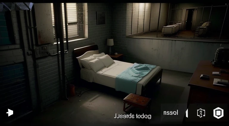 There is a woman lying on a bed in a prison cell., Prison scene, Movie screencaps, clean from the jackson jail scene, Still from Soprano, In a prison cell, sitting in a prison, Movie screenshots, From the Twin Peaks scene, sitting in a dark cell, In prison