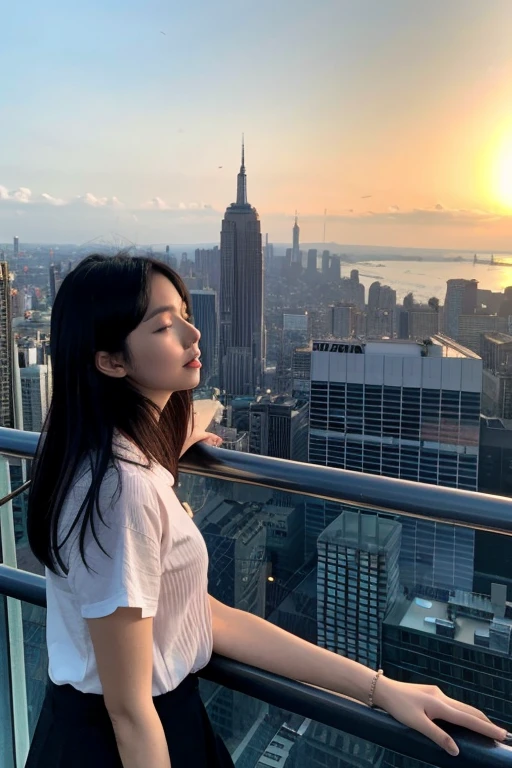 Woman looking at the city view