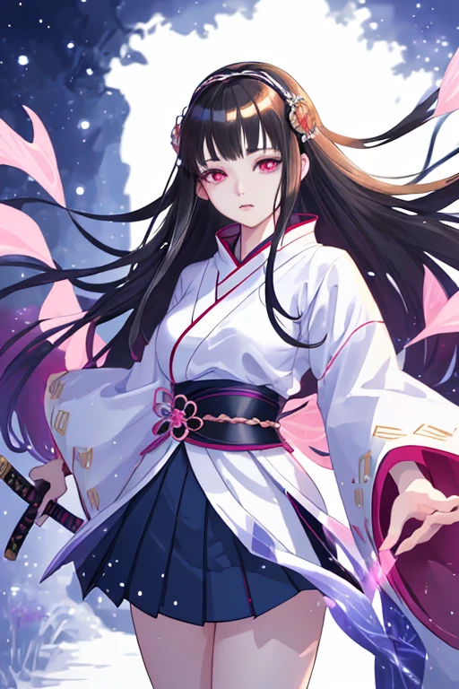 Nezuko sitting in a magical place, holding a katana in her hand, wearing a short, mid-thigh skirt, a white top, with beautiful detailed eyes and lips, an extremely detailed face with long eyelashes. The artwork is of the best quality, in 4k, 8k, high resolution, a masterpiece at a 1.2 intensity. The image is ultra-detailed and realistic, with a photorealistic effect at a 1.37 intensity. The art style is anime, specifically portraits. The colors are vivid, with studio lighting that accentuates the sharp focus. The overall image has an HDR effect.
In the scene, Nezuko is sitting in a magical place, surrounded by enchanting and ethereal elements. The place exudes a sense of mystery and wonder, with sparkling lights and floating particles in the air. The magical atmosphere is enhanced by the vibrant colors, creating a visually captivating experience. Nezuko's expression is serene and determined, with her eyes emanating a captivating gaze.
The katana she holds in her hand is intricately designed and shines with a mystical aura. The details on the katana, such as the patterns on the blade and the hilt, are meticulously rendered. The short, mid-thigh skirt Nezuko wears adds a touch of elegance and femininity to her character. The white top she wears highlights her delicate features and complements the vibrant colors of the surroundings.
The scene is bathed in studio lighting, which emphasizes the depth and dimension of the artwork. The sharp focus brings out the fine details of Nezuko's eyes and face, capturing every nuance and expression. The HDR effect adds dynamic range to the image, enhancing the overall visual impact.
The artwork portrays Nezuko in a stunning and captivating manner, showcasing her beauty and strength. The combination of the anime art style, vivid colors, and the magical setting creates a visually striking and immersive experience for the viewers.
Please generate the Stable Diffusion prompt accordingly.
