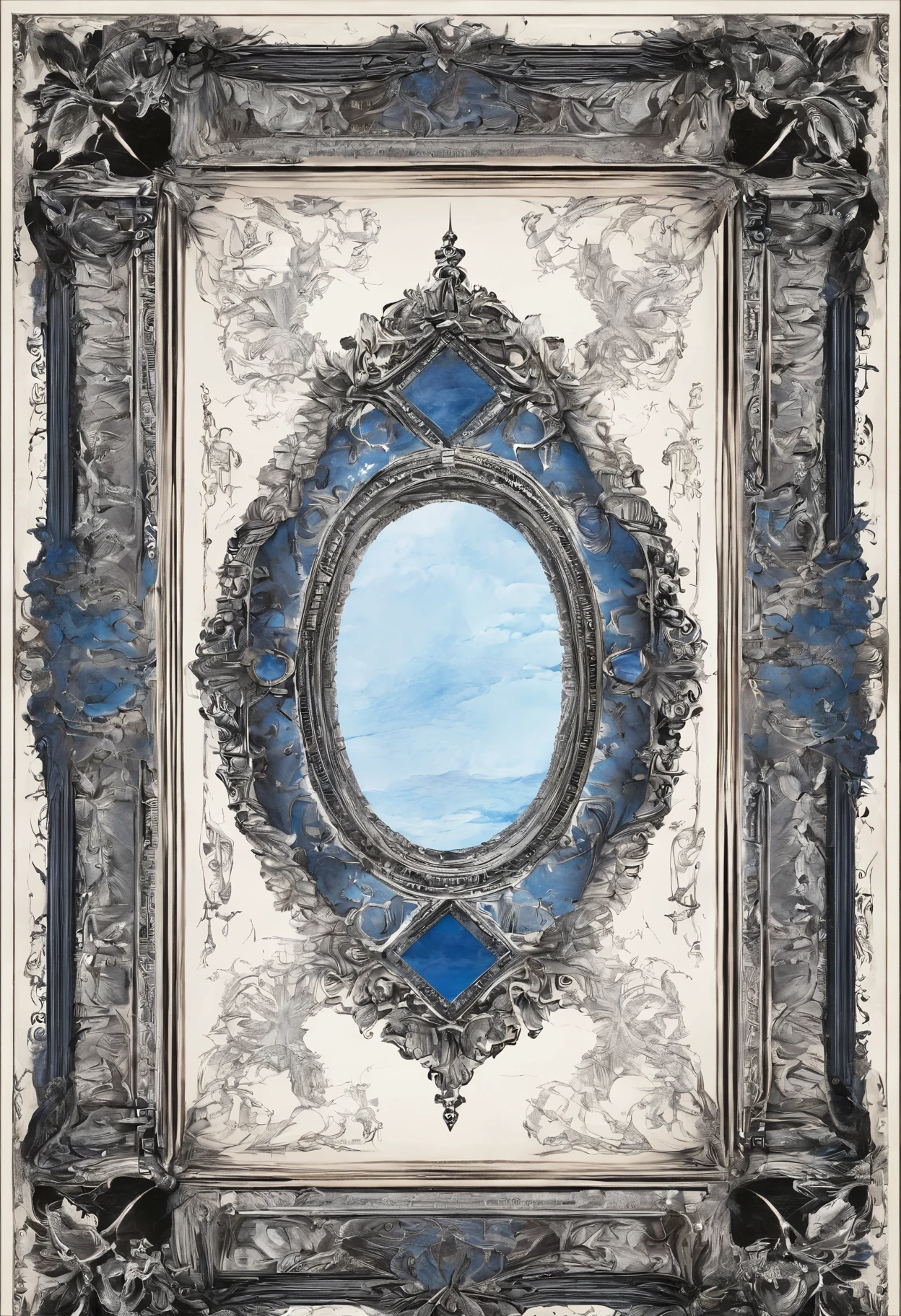 Simple decorative frame、Deep blue sky, Inflammation, Something is emerging, Great Style – L&#39;oeil Great details, When you blink, you lose detail, Wickerno, Dark and eerie gothic, Romantic Gothic, Dark and glamorous gothic