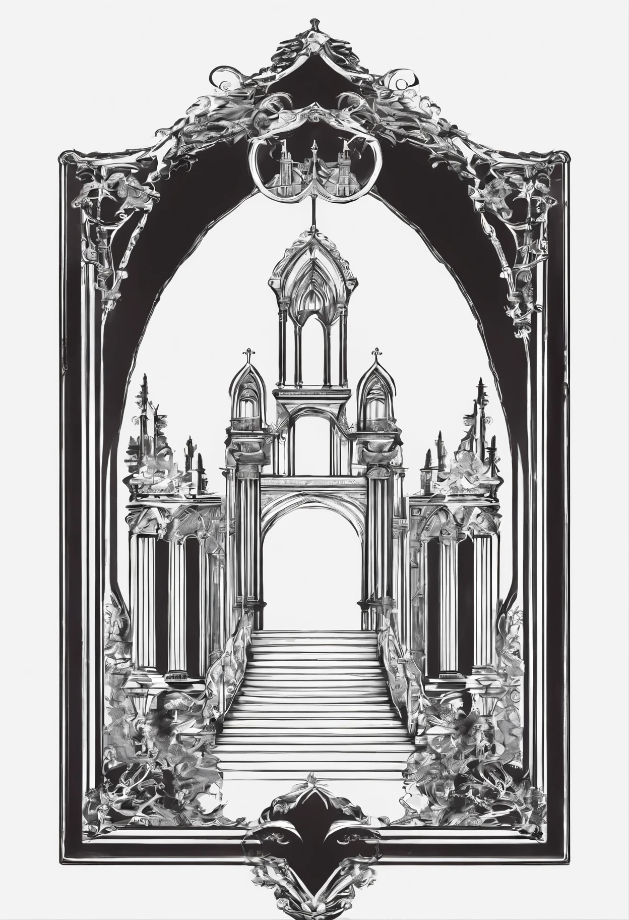 Simple Gothic style frame、ribbon