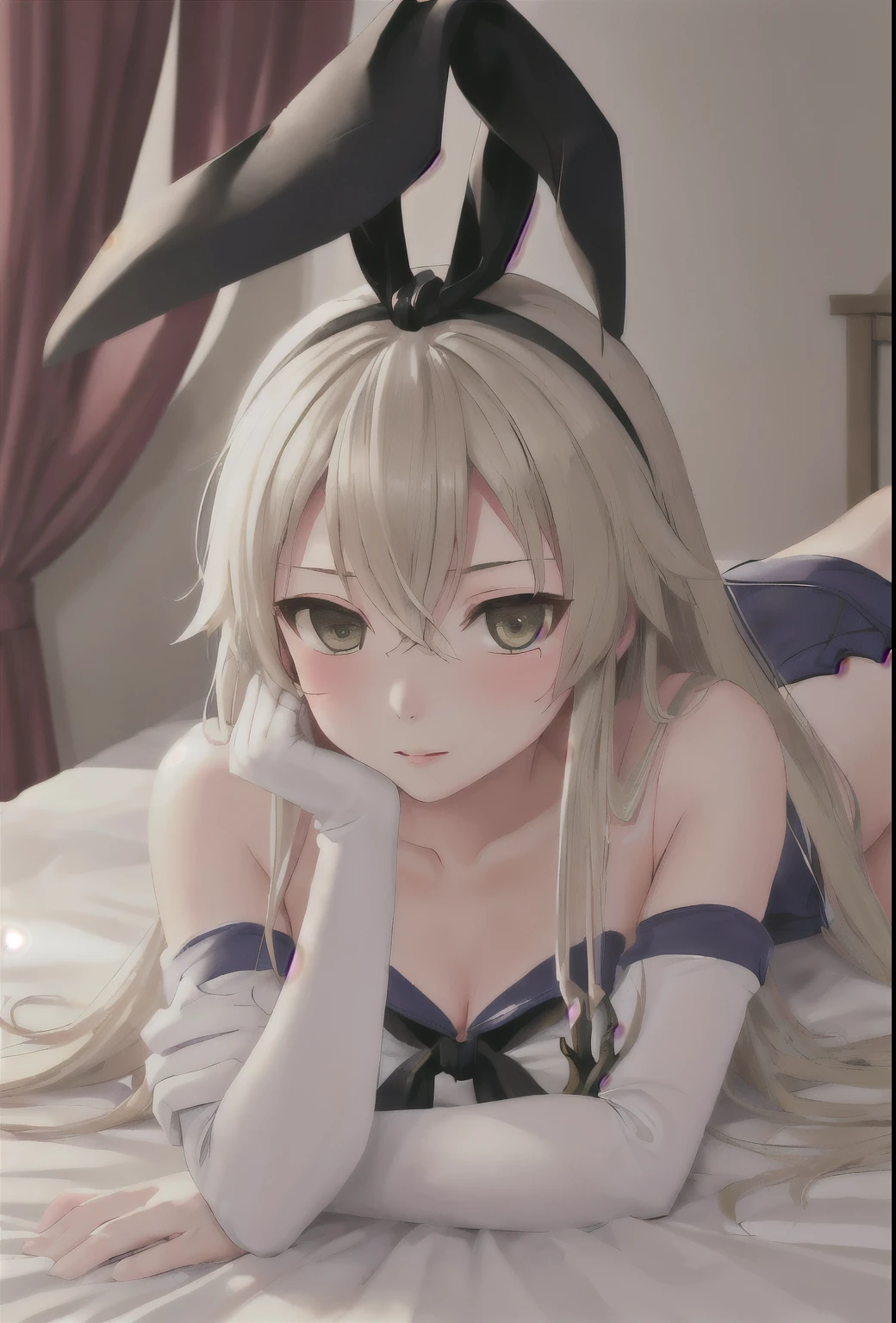 {Safety:1.10}, highest quality, masterpiece, High resolution, alone, {shimakaze_Fleet Collection:0.90}, ((whole body、Sexy pose、On the bed))