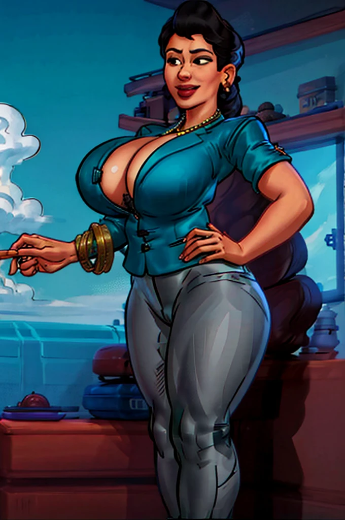 misturar-se, 1 garota, jaqueta verde, pants, colar, sorridente, (curved), cidade, dynamic pose, milf, obra de arte, melhor qualidade, detalhe extremo, 8k, nitidez da imagem