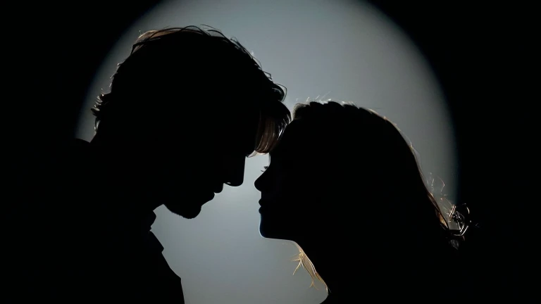 There are two figures standing in the darkness, Terrence Malick film still, Promotional stills from the film, Movie stills promotional image, high quality Movie stills, movie Movie stills, an Movie stills, silhouette, Movie stills, silhouette, Movie stills from the movie, silhouette :7, Film Shots, silhouettes, Motion picture film stills