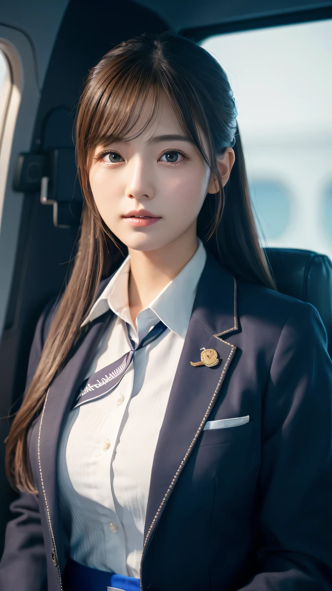 Super detailed, High resolution, Super detaileded, highest quality, wonderful, highest quality,Integrated 8K wallpaper, cinematic lighting, stewardess、20-year-old、Japanese