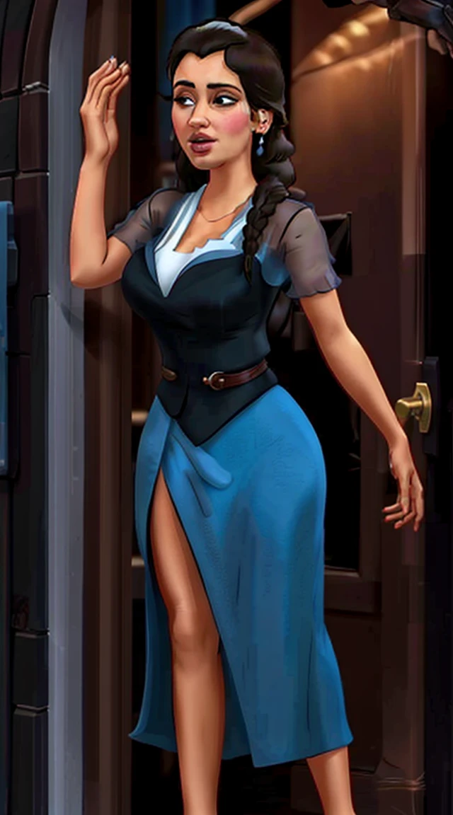 mulher, ((obra de arte, melhor qualidade)), Full body view, sensual, estourando seios enormes, pele detalhada, Anna de Frozen como enfermeira, roupas brancas de enfermeira, Altamente detalhado, cinematic lighting, ultra realistic, corar, olhando para o espectador, Ana, Ana from frozen, princess, Disney, cabelo castanho, Cabelo longo, retrato, decote, seios grandes, quadris largos, Full body view, Alto,