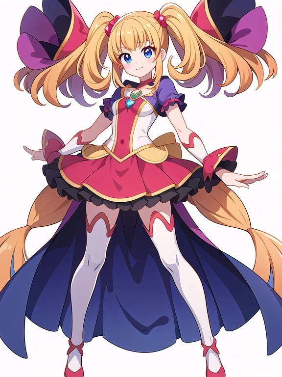 (stand posture), cute eyes, adult woman,, solo, high fantasy outfits, ((white background)), (full body), precure costume
