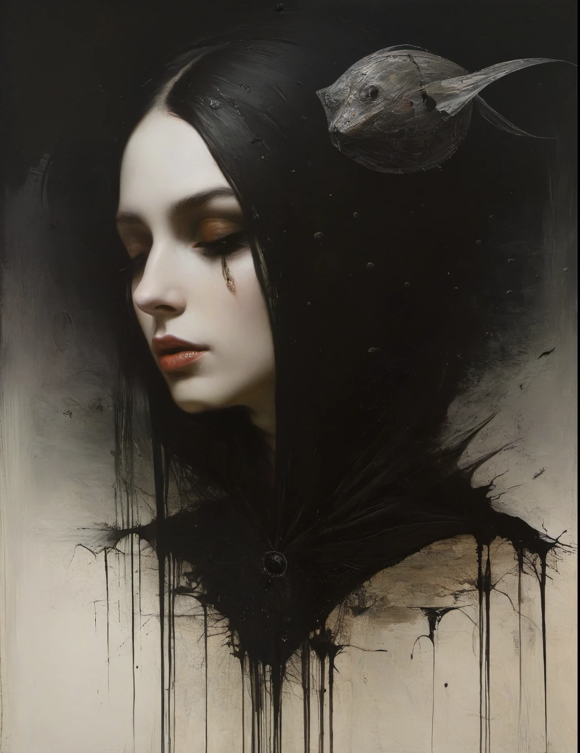 James Gurney, Surrealist art , dream-like, Mysterious, Provocative, symbolic, Complex, detailed,, (Gothic but very beautiful:1.4), (masterpiece, highest quality:1.4) , Nicola Samori Style, lover