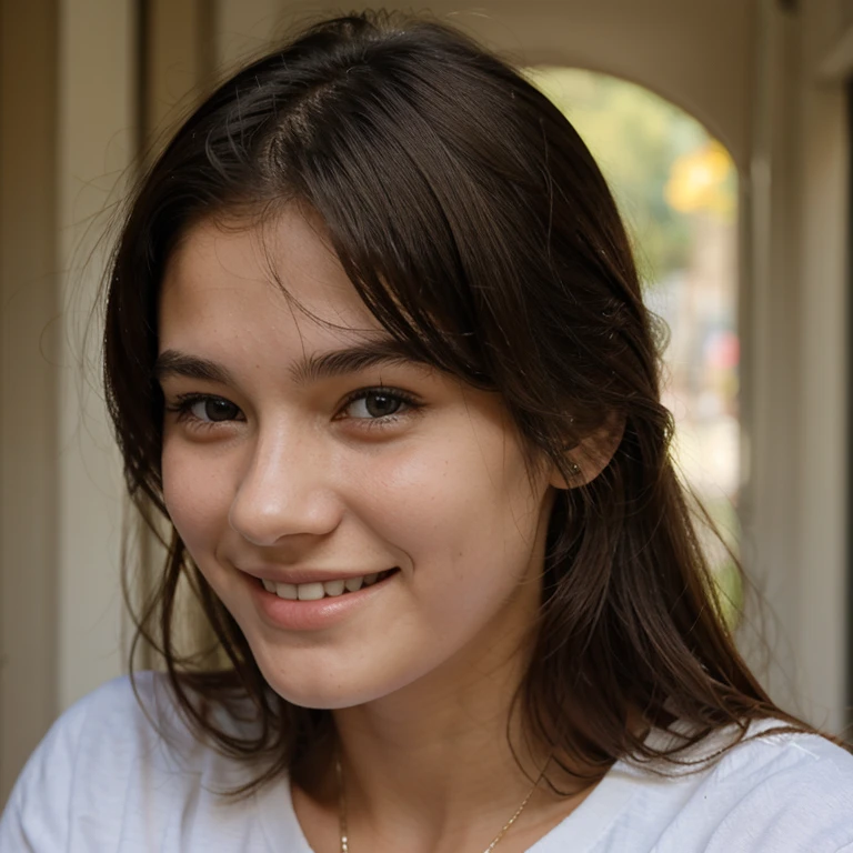 girl showing her face smiling
