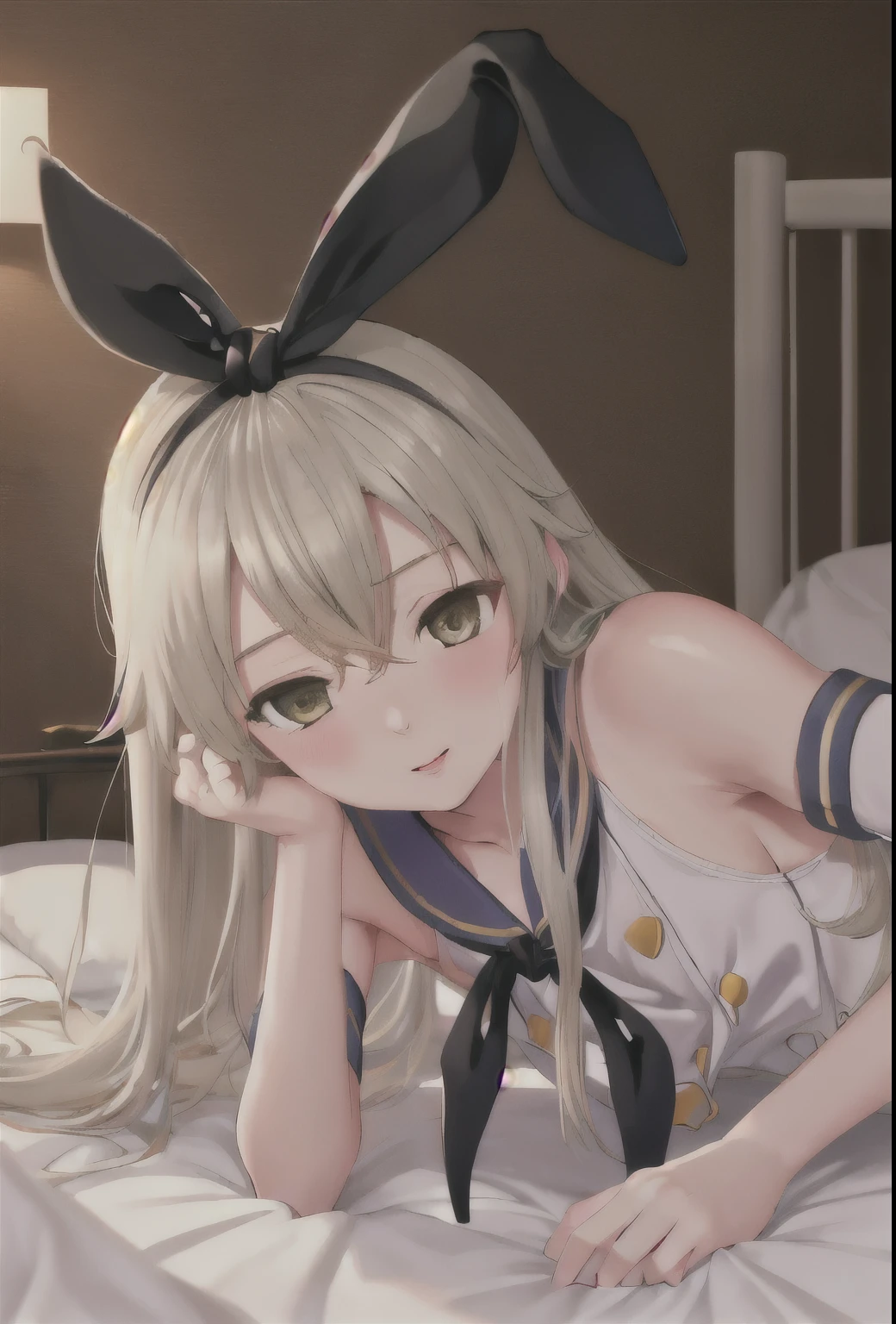 {Safety:1.10}, highest quality, masterpiece, High resolution, alone, {shimakaze_Fleet Collection:0.90}, ((whole body、Random sexy poses、On the bed))