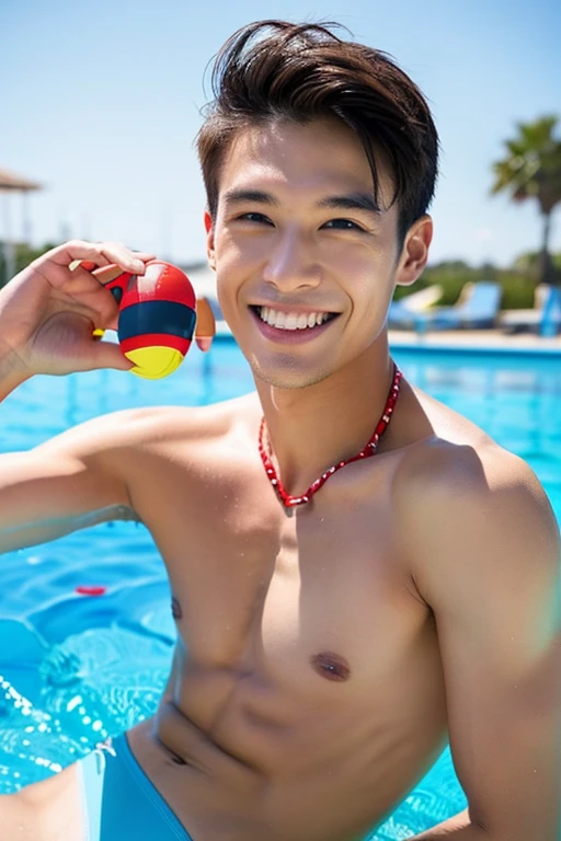 male　Age 26 Lifesaver swimwear smiling