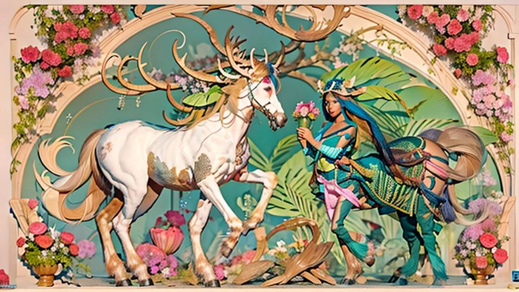In the beautiful illustration of this super-grand scene,The ultra-distant lens shows us(More than eight distinctive Centaur characters:2.7),Their personality、Distinctive and vivid features。from(A radiant, angelic, snow-white centaur from heaven:1.1),arrive(Nightmare-like fiery red centaur surrounded by flames:1.1)、再arrive(Green Centaur, the wind fairy dancing in the air:1.1)、再arrive有(One-horned blue centaur surrounded by lightning:1.1),arrive(A mechanical-style mecha Centaur shining with metallic light:1.1)、再arrive(A powerful dragon-shaped centaur wearing colorful dragon scale leather:1.1)、再arrive(A slender elven centaur that is graceful and agile:1.1)Gracefully wears a flower crown、arrive(Enchanting and charming Tiflin centaurs:1.1)、再arrive(A succubus centaur with an indescribably sexy feeling:1.1)。Each Centaur character fully demonstrates his unique style。The illustration uses advanced artistic techniques and tools,Use nesting、Weaving、Splicing、perspective、interlude、Montage and other artistic techniques,Divide the scene into sections by geometric arrangement,Each part corresponds to a role,from而更有效地利用了空间,Make eight centaurs exist in one picture at the same time,(The style tends to be grotesque,abstract,fantasy,Gothic,Cthulhu,indescribable:3.3)。Through Midjourney's advanced brush tools、Color palette、Material packs和模型包、Texture tools,For each centaur, beautiful props are designed to increase racial characteristics、Clothing and physical features,Enhances the character's personality and visual appeal,The scenery in the illustrations is stunning,There are changing skies、rainbow、aurora、Stars and Moon。Incorporating iconic landmarks such as Mount Everest,and fireworks、Tranquil Lake、Natural and urban elements of waves and neon lights,Creates a magical atmosphere,Centaurs demonstrate their unique abilities and equipment in a variety of environments,This is true even in extreme alien landscapes。Use Midjourney's tools、Material packs、Texture tools、The color palette makes depicting details vivid and realistic,from复杂的发型和以及不同的种族特质、Body、Appearance features、服装arrive真实的纹理,Greatly improved the realism of the Centaurs and their surroundings,The fusion of multiple art styles adds dynamism to the character's movement at all angles,The overall visual experience is further enriched。The final illustration was described as a "masterpiece",It has the characteristics of "best quality" and "realistic",The details put into the creative process are shown、Level of creativity and craftsmanship。 hdr,(Reality,Masterpiece quality,Best quality)