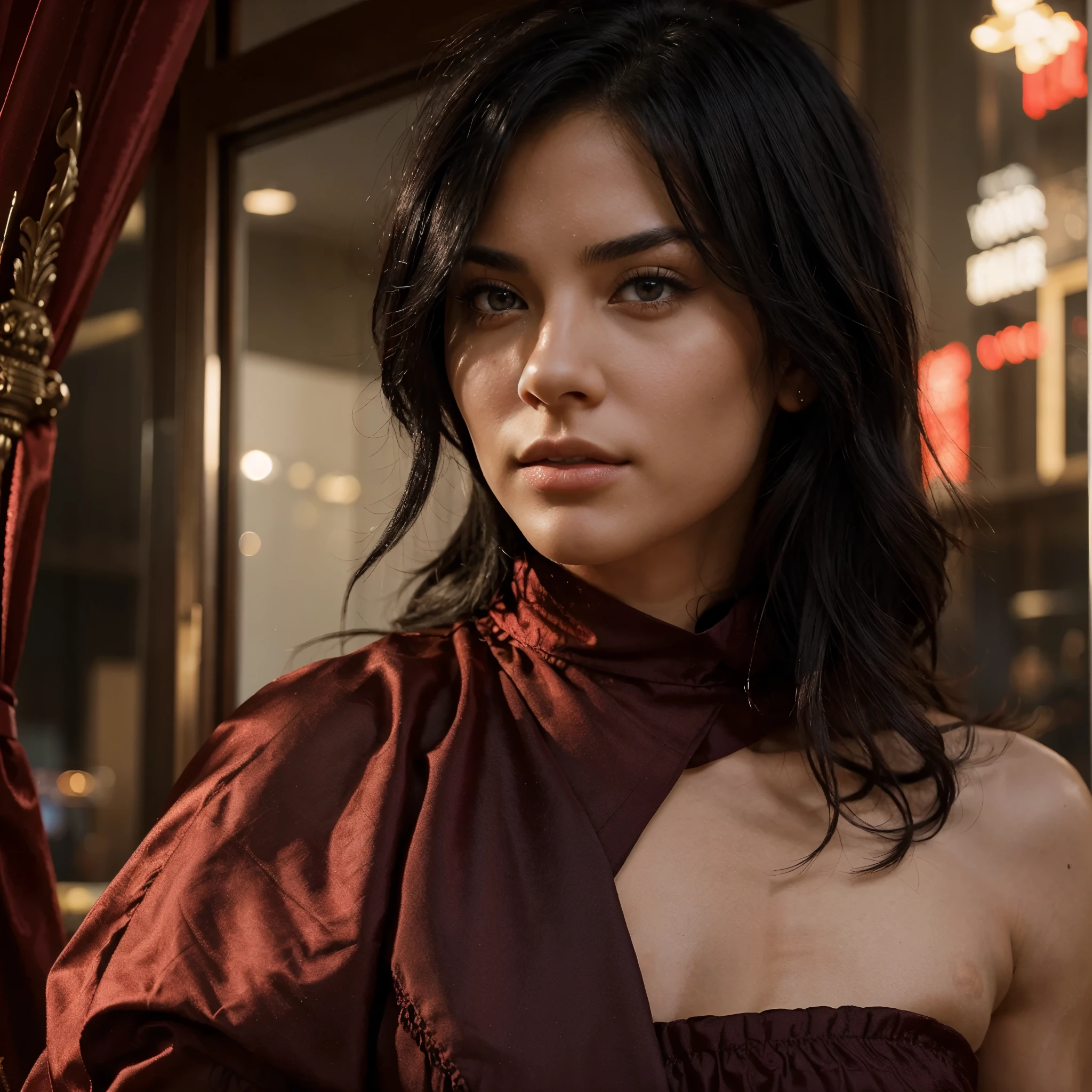 I want a beautiful man with black hair and red eyes. He is romantic, and his symbolic image is pride and her toned muscles.