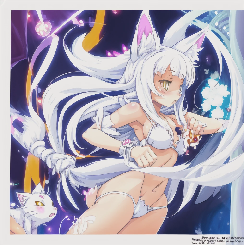 anime girl with cat ears and tail in a white bikini, neferpitou, holo is a wolf girl, anime catgirl, white cat girl, cute anime catgirl, seductive anime girl, beautiful anime catgirl, white - haired fox, holo if a wolf girl, wolf ears, attractive cat girl, nyaruko-san, anime moe artstyle