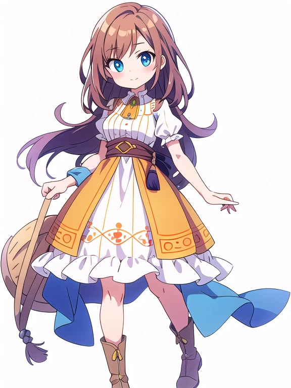 (stand posture), cute eyes, adult woman, high fantasy villager, solo, ((white background)), (full body),