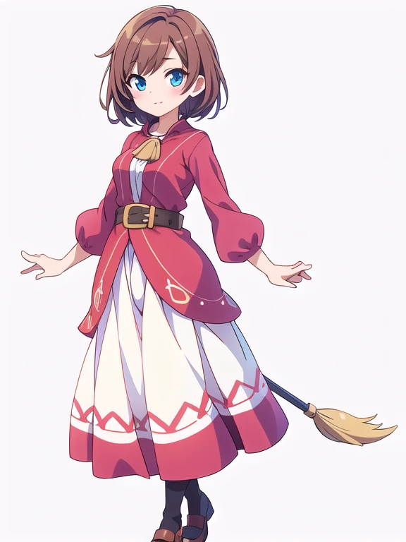 (stand posture), cute eyes, adult woman, high fantasy villager, solo, ((white background)), (full body),