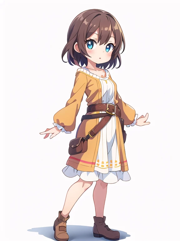 (stand posture), cute eyes, adult woman, high fantasy villager, solo, ((white background)), (full body),