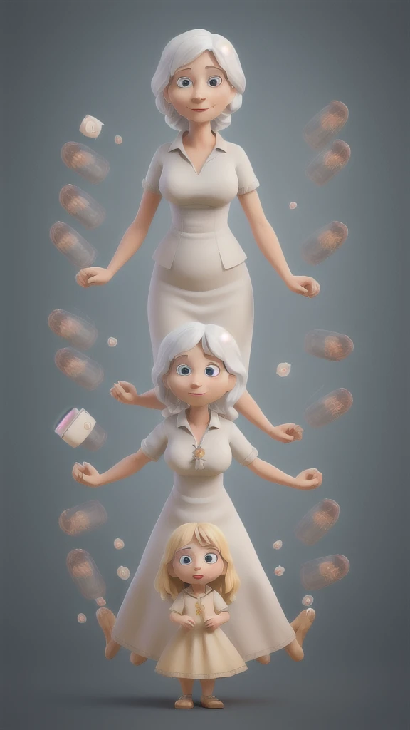 Mother performing multiple tasks simultaneously