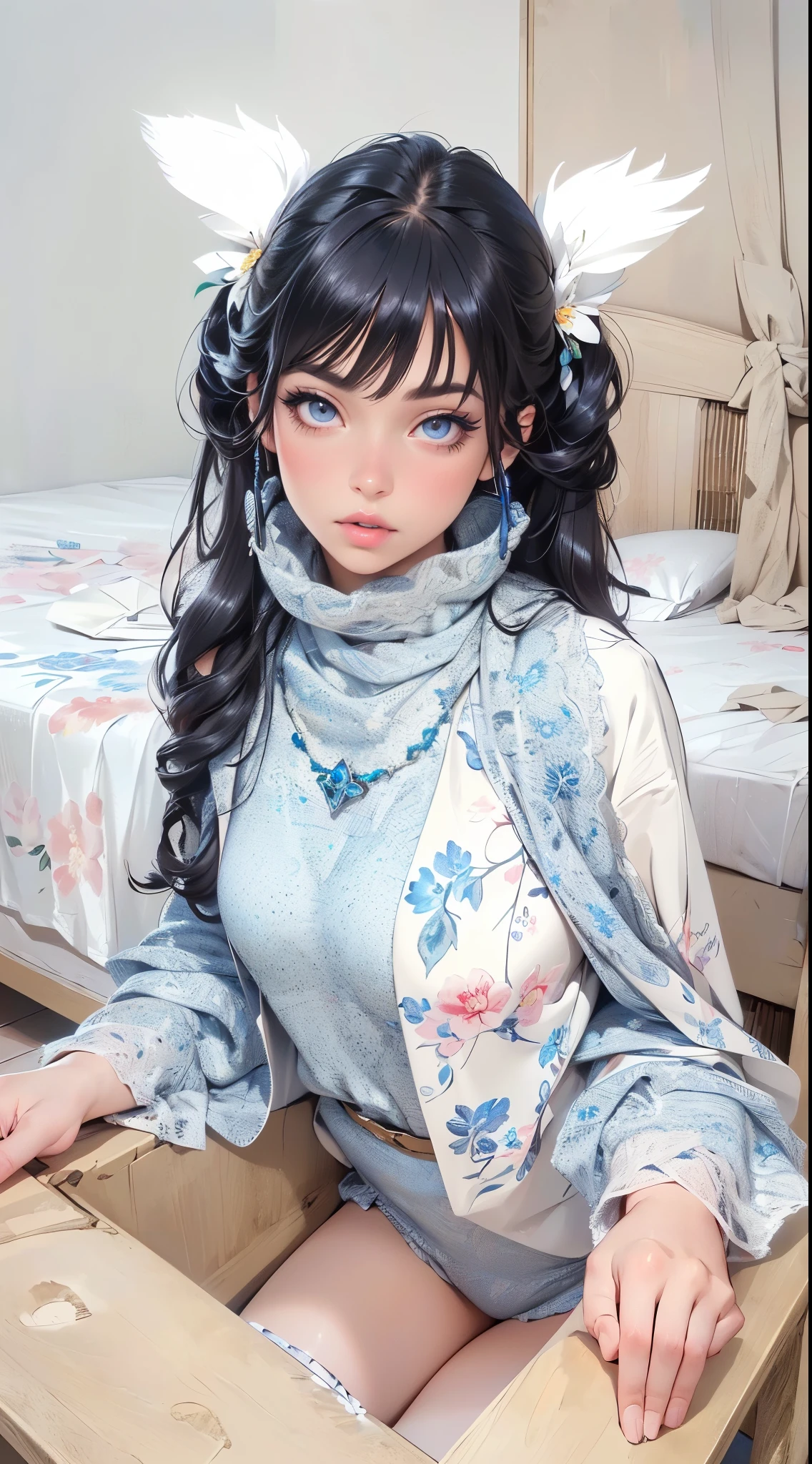 a girl, flowers, (beautiful detailed eyes:1.1), (beautiful detailed lips:1.1), (extremely detailed eyes and face:1.1), long eyelashes, (oil painting:1.2), colorful garden, vibrant petals, (best quality, 4k, 8k, highres, masterpiece:1.2), ultra-detailed, (realistic, photorealistic, photo-realistic:1.37), vivid colors, soft lighting, peaceful ambiance