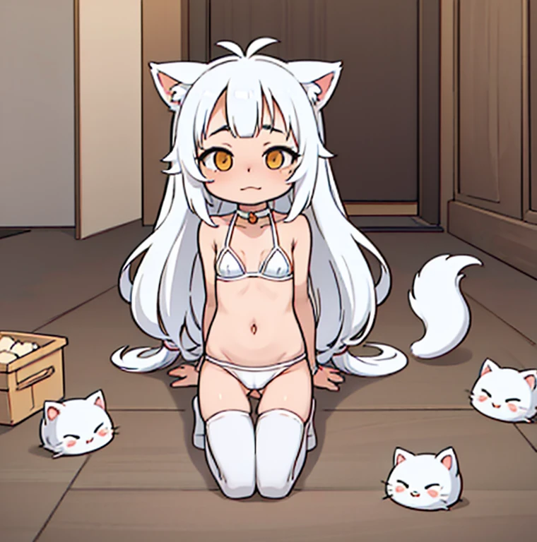 anime girl with cat ears and tail in a white bikini, neferpitou, holo is a wolf girl, anime catgirl, white cat girl, cute anime catgirl, seductive anime girl, beautiful anime catgirl, white - haired fox, holo if a wolf girl, wolf ears, attractive cat girl, nyaruko-san, anime moe artstyle