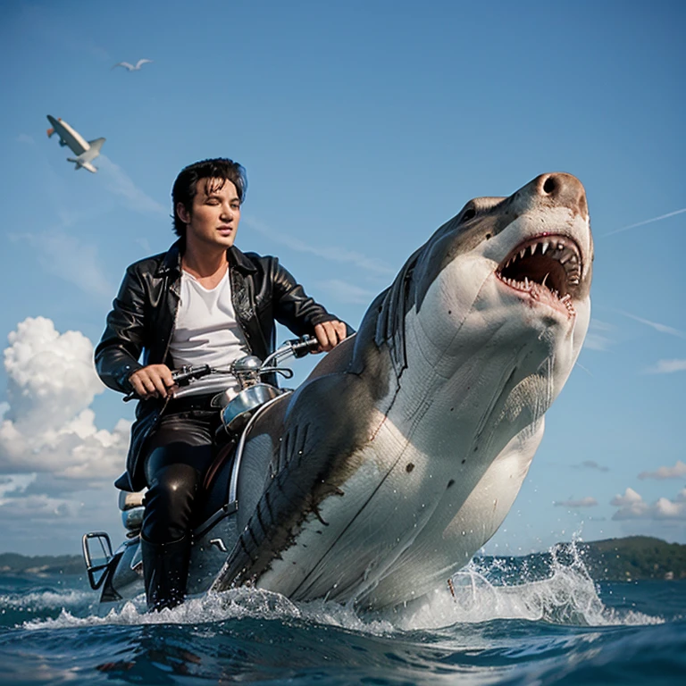 elvis presley ridding a great white shark