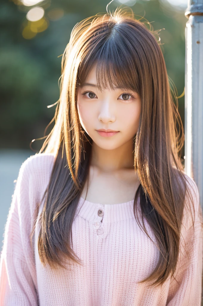 Highest quality,High quality,Realistic,23 year old Japanese woman,Model-like style,Cute face,So that the whole body can be seen,nsfw,Light pink medium length hair