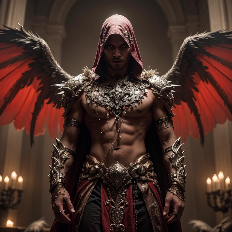 (best quality,4k,8k,highres,masterpiece:1.2),ultra-detailed,realistic:1.37,epic art,colorful scary angel,(Apterus:1.5),oil painting,angry eyes,dark wings,vibrant colors,mysterious background,heavenly atmosphere,glowing halo,intense emotions,expressive brushstrokes,haunting presence,ethereal beauty,foreboding shadows,ominous lighting,dramatic composition,demonic features,sharp and detailed feathers,distinctive textures,contrast between light and dark,awe-inspiring,otherworldly,divine,fantasy theme,mythological creature,impressive wingspan,dynamic pose,ominous clouds,fallen angel,intricate details,captivating,unforgettable,visually stunning