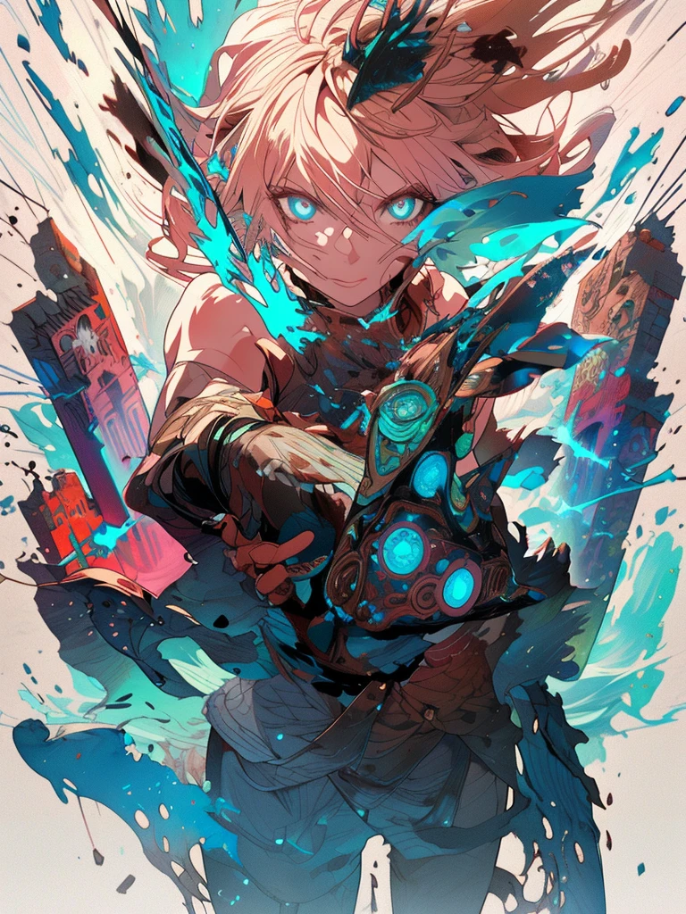 gwenpool, ((assassin style)),((Doragon)),water world,Colosseum,saibe,tattoo,no clothes,Savage,small bust,robot hand,Shoulder-length messy hair, no clothes,Detailed beautiful face,Delicate and beautiful eyes,shield,happy, mail, Super fine skin,Beautiful slim style anime girl, Super detailed painting, Luminism, Concept art by Carne Griffiths and Wadim Kashin, 4K resolution, Fractal isometric detail bioluminescence , 3D rendering, octane rendering, complexly detailed , ish, Trending isometric center hyperrealistic cover photo awesome full color on artstation, Hand Painted , Gritty, Realistic Mucha , complex, Hit definition , ish,rough sketch, Thick lines, on the paper, (saiber punk:1.4), frills,lace,frills,lace,frills,lace
BREAK
((Cool oversized chainsaw in hand)), ((Super large cool weapon machine)),open stance, Action pose,
White background,simple background,Wide-angle lens