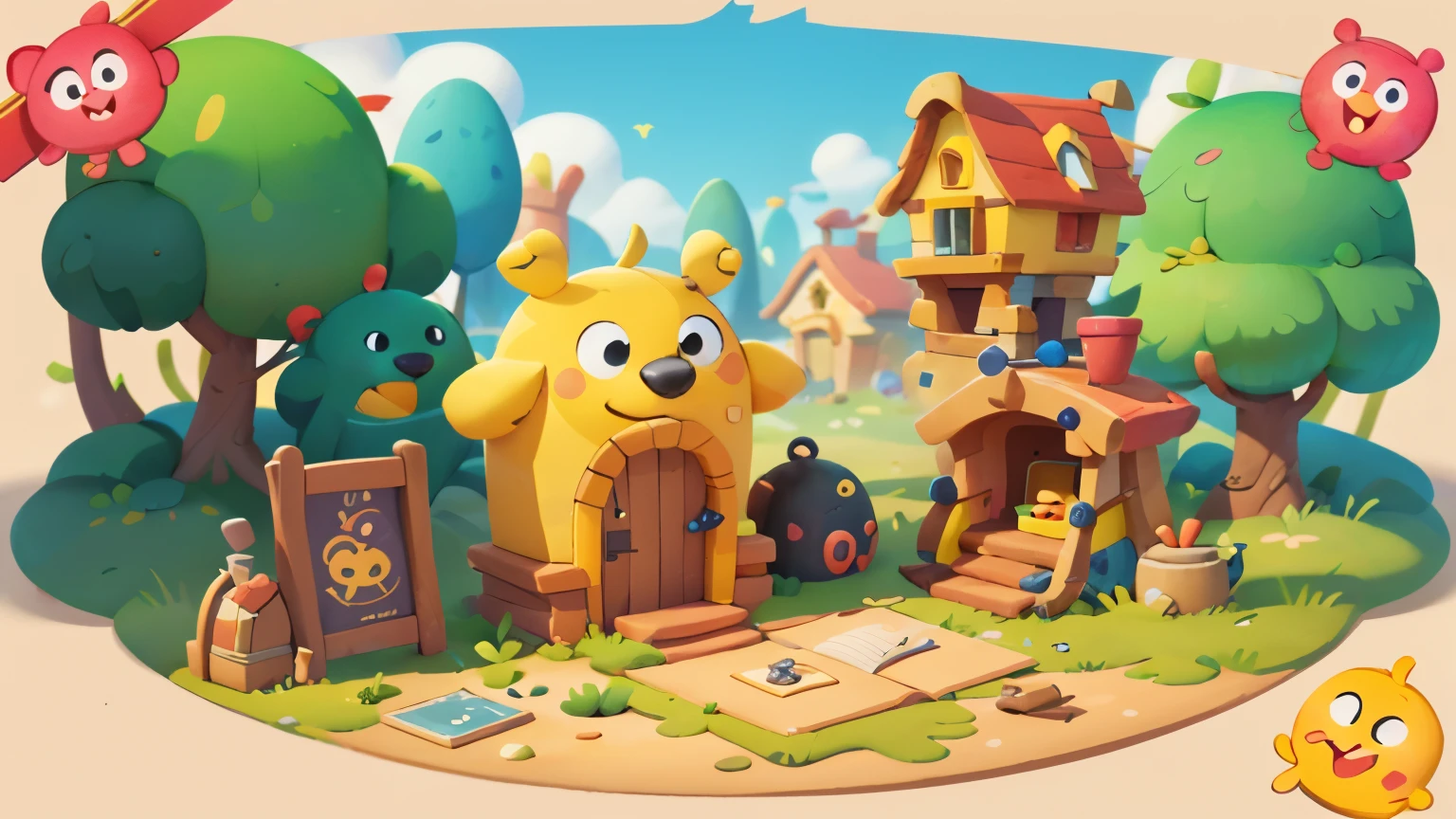 masterpiece，best quality，Cartoon,Game card drawing activity background