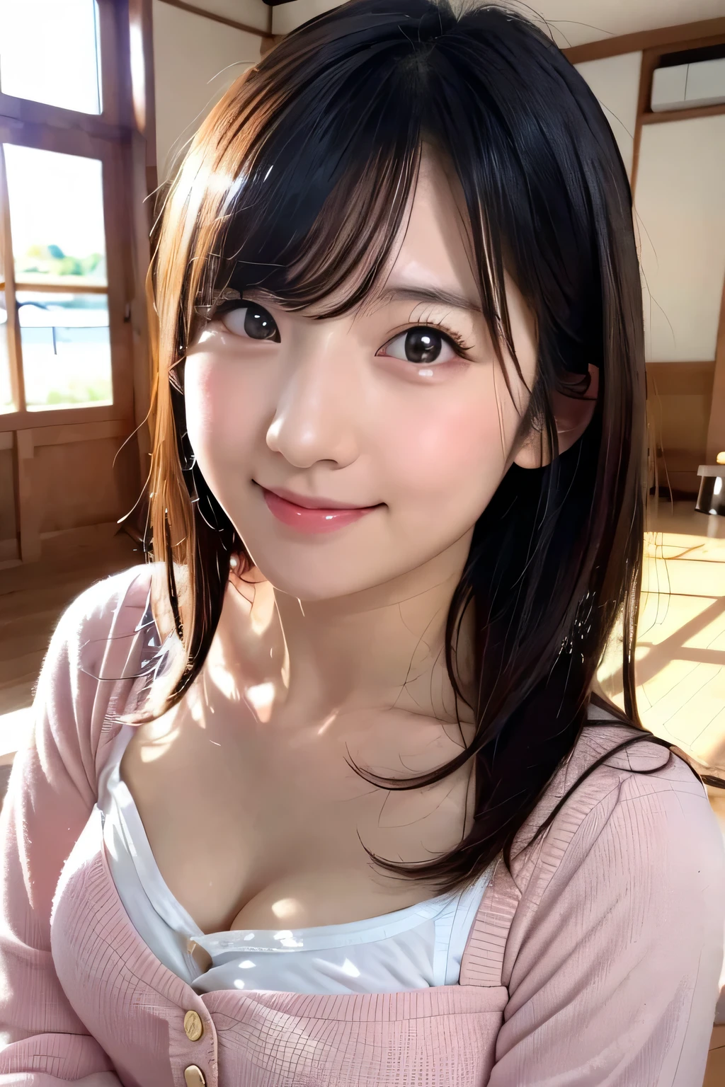Realistic japanese beauty, cute girl, Idol Style、smile、cute、good、cute chest、Cute Lingerie、 RAW Photos, highest quality, masterpiece,Realistic, photo-Realistic,clear (concentrate:1.1),Professional Lighting, Beautiful Face, highest quality,Ultra-high resolution