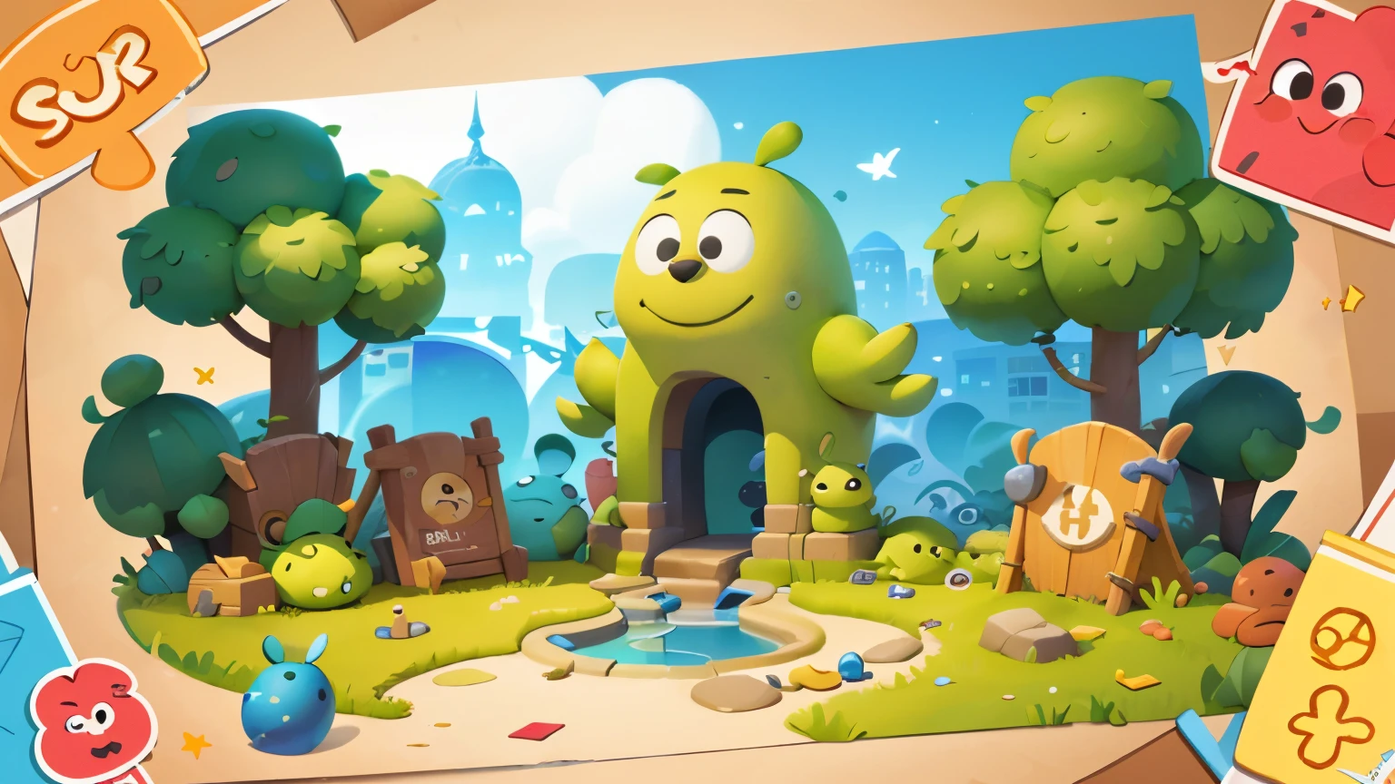 masterpiece,best quality,Cartoon,Game card drawing activity background