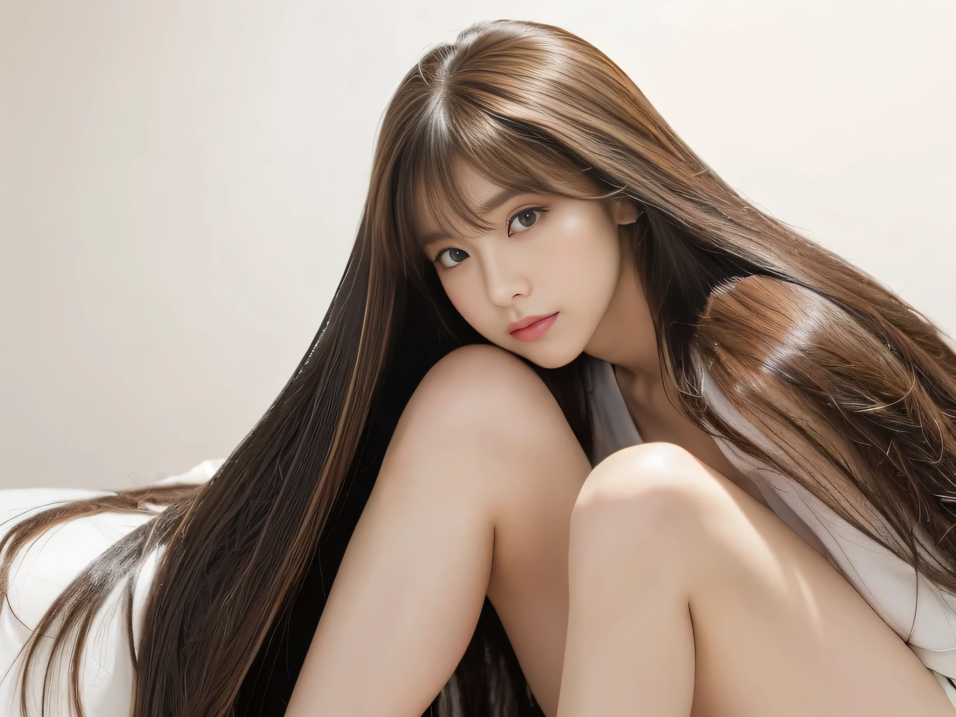 (Photos of twins who look as alike as fingernails)　(Knee-length shot of a woman)　((Close-up of two people from the neck up))　((Beautiful 24 year old hair model with long light brown hair　Fell straight down　Reaches up to the kneeVery long hair　highest quality　Highest detail　Reaches up to the knee、Very long hair that lasts forever:1.3　Flowing Hair　私ncredibly straight hair　Very shiny そして thick hair　Abnormally long hair that lasts forever　Flowing Hair on both ends　long hair up to the knees:1.2　long hair up to the knees:1.2　Thick and shiny hair　Very free hair　Abnormally long hair!!!!!　Beautiful silky hair　　Beautiful and shiny hair　Beautiful and shiny hair　Beautiful silky hair　Hair that grows to the knees　Very very, Very long hair!!!!!　Very very, Very long hair!!!!!))　(highest quality　The best ultra-fine　Reaches up to the knee、Very long hair that lasts forever　Flowing Hair　Her hair is gently permed　Very shiny そして thick hair　Abnormally long hair that lasts forever　Flowing Hair on both ends　long hair up to the knees:1.2　long hair up to the knees:1.2　Thick and shiny hair　Very free hair　Abnormally long hair!!!!!　Beautiful silky hair　Super long hair down to the knees　Beautiful and shiny hair　Beautiful and shiny hair　Beautiful silky hair　Hair that grows to the knees　Very very, Very long hair!!!!!　Very very, Very long hair!!!!!))　(Her bangs are perfectly trimmed and straight down.:1.3)　((Her hair color is light brown:1.5))　(Pure white wall background:1.8 Pure White Sofa)　(Japan&#39;The sexiest and most beautiful 24 year old model)　(She looks at the viewer with a very seductive expression......)　((highest quality)), ((masterpiece)), (Familiar)　(Get used to it)　Perfect Face　(Her skin is a typical Japanese skin color..　And very detailed)　　(Big Breasts:1.3)　(She is wearing a shiny white camisole.)　(She has a beautiful face and a typical Japanese figure...., Narrow eyes)　(She has perfect 美しい and sexy makeup and face　Lipstick is light red　A solid eyeliner)　((Rich 1.4))　(Extremely detailed 8K)　(Ultra-fine skin texture 1.4)　(Actual, Vibrant:1.4), double eyelid　Sharp focus:1.2、Beautiful woman:1.4　Dynamic Lighting　(Genuine RAW photos taken by professional photographers)　　Professional Hair Shine.　(She has a bright and cheerful face)　(Her face is slim and dignified.., length, Narrow eyes..々Nice face)

