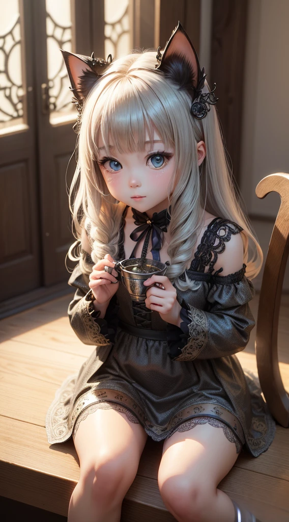 A cute kitten made of metal、(:1.1)、([tail|detaileds]:1.3)、(Intricate details)、HDR、(Intricate details、Super detailed:1.2)、Whose video、Halo shadow、central ,emulsion