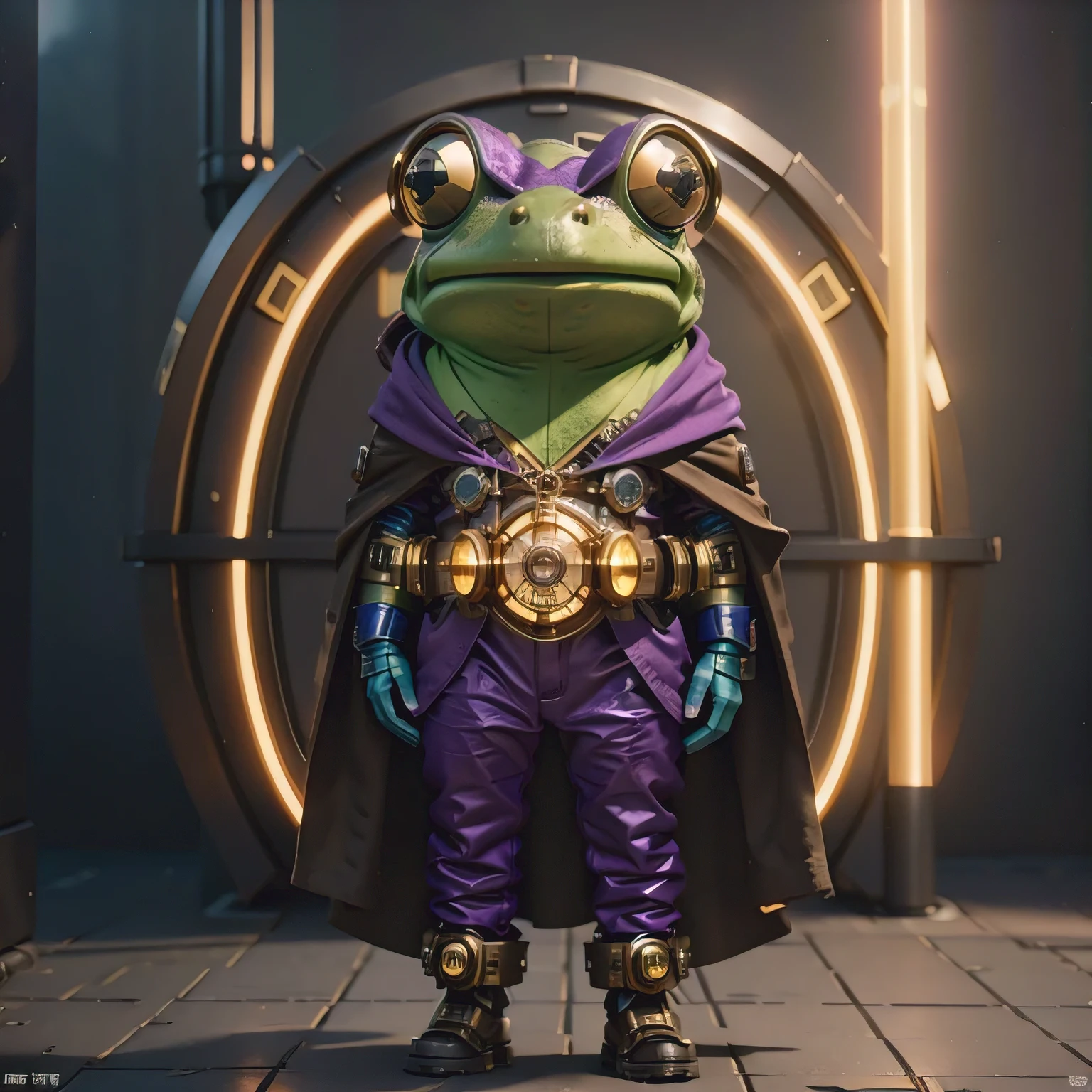 there is a (((steam punk))) frog with purple eyes and a purple cape, kermit the frog as thanos, cyberpunk frog, fantasy style 8 k octane render, super detailed render, small character. unreal engine 5, hyperdetailed fantasy character, unreal 5 engine highlly render, rendered in redshift, hq 4k wallpaper, sci-fi lizard alien, unreal 5 render, alien frog,Green frog，Eyes are purple，Draped in a purple cloak, Kermit the Frog as Thanos, cyberpunk frog, fantasy style 8 k octane render, Ultra-detailed rendering, Personagem pequeno. Unreal Engine 5, Super detailed fantasy characters, Unreal Engine 5 Highly Rendered, Redshift rendering, HD 4K Wallpaper, Sci-fi lizard alien, Unreal 5 Rendering, alien frog,Close ups of robots with lights on their heads, online steampunk 8 k 3 D, 3 D render  Beppur , 8 K fine digital art, fantasy style 8 k octane rendering, small characters Unreal Engine 5, Buppur Octane rendering, 3 D rendering digital art, (Octane rendering) fantasy style, 8 k solar punk wallpaper，Close-up of a robot with a light on its head, cyber steampunk 8 k 3 d, 3 d render Bepple, 4K Detailed Digital Art, Fantasy style 8 k Octane Rendering, Personagem pequeno. Unreal Engine 5, Bepple. Octane Rendering, 3d rendering digital art, (one) Fantasy style, 4k solar punk wallpaperone