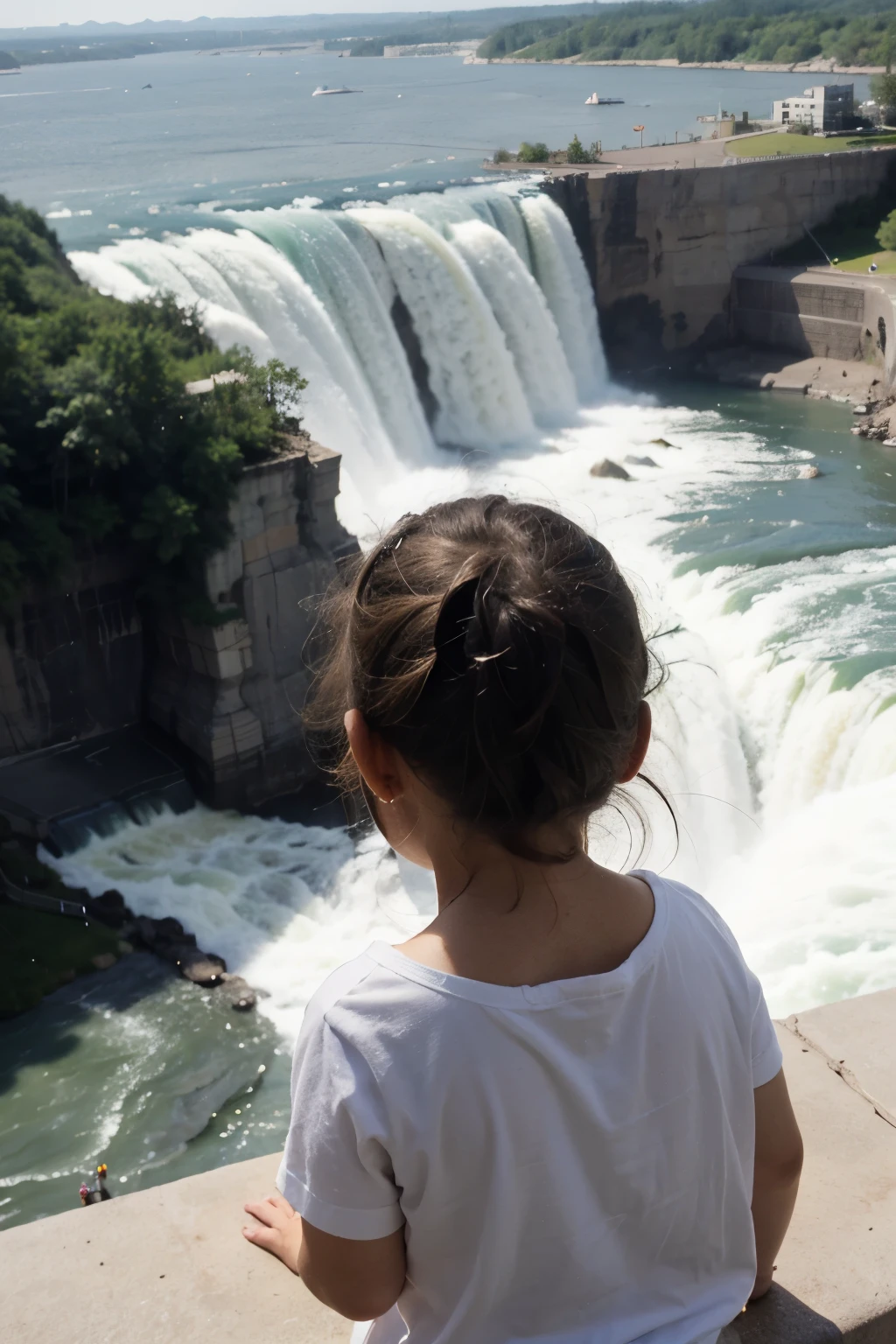 baby looking at niagra falls