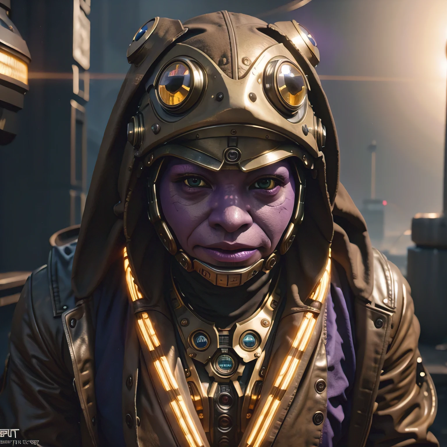 there is a (((steam punk))) frog with purple eyes and a purple cape, kermit the frog as thanos, cyberpunk frog, fantasy style 8 k octane render, super detailed render, small character. unreal engine 5, hyperdetailed fantasy character, unreal 5 engine highlly render, rendered in redshift, hq 4k wallpaper, sci-fi lizard alien, unreal 5 render, alien frog,Green frog，Eyes are purple，Draped in a purple cloak, Kermit the Frog as Thanos, cyberpunk frog, fantasy style 8 k octane render, Ultra-detailed rendering, Personagem pequeno. Unreal Engine 5, Super detailed fantasy characters, Unreal Engine 5 Highly Rendered, Redshift rendering, HD 4K Wallpaper, Sci-fi lizard alien, Unreal 5 Rendering, alien frog,Close ups of robots with lights on their heads, online steampunk 8 k 3 D, 3 D render Beppur , 8 K fine digital art, fantasy style 8 k octane rendering, small characters Unreal Engine 5, Buppur Octane rendering, 3 D rendering digital art, (Octane rendering) fantasy style, 8 k solar punk wallpaper，Close-up of a robot with a light on its head, cyber steampunk 8 k 3 d, 3 d render Bepple, 4K Detailed Digital Art, Fantasy style 8 k Octane Rendering, Personagem pequeno. Unreal Engine 5, Bepple. Octane Rendering, 3d rendering digital art, (one) Fantasy style, 4k solar punk wallpaperone