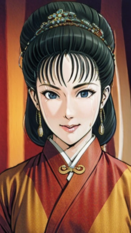 (best quality), (very aesthetic), (ultra-detailed), (best illustration),NSFW,a mature female,Perfect Face,Suikoden,Mrs. Lin,(full_body),big breast,red cheek,Sweating,skinny, chinese traditional clothes,chinese traditional style bed,