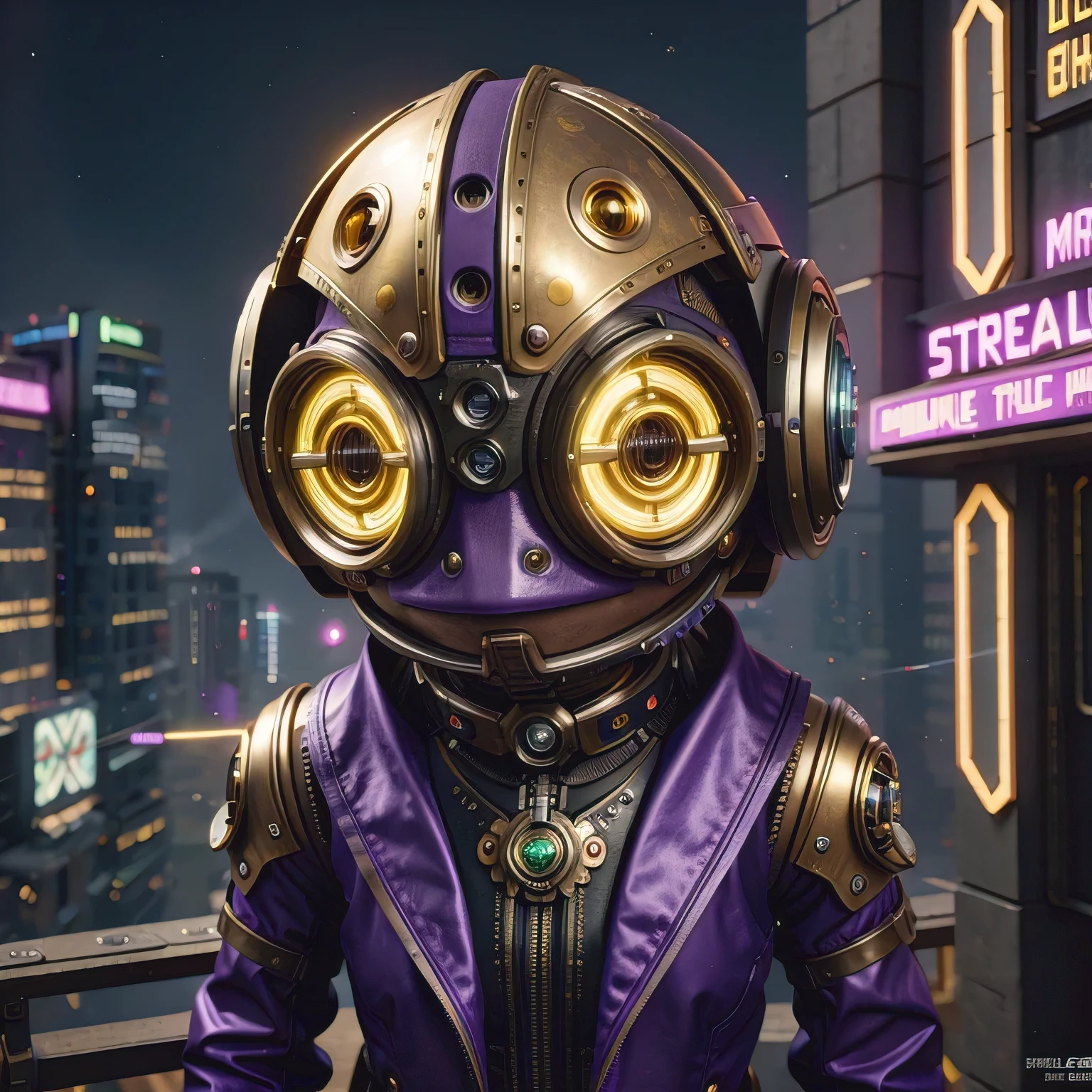 there is a (((steam punk))) frog with purple eyes and a purple cape, kermit the frog as thanos, cyberpunk frog, fantasy style 8 k octane render, super detailed render, small character. unreal engine 5, hyperdetailed fantasy character, unreal 5 engine highlly render, rendered in redshift, hq 4k wallpaper, sci-fi lizard alien, unreal 5 render, alien frog,Green frog,Eyes are purple,Draped in a purple cloak, Kermit the Frog as Thanos, cyberpunk frog, fantasy style 8 k octane render, Ultra-detailed rendering, Personagem pequeno. Unreal Engine 5, Super detailed fantasy characters, Unreal Engine 5 Highly Rendered, Redshift rendering, HD 4K Wallpaper, Sci-fi lizard alien, Unreal 5 Rendering, alien frog,Close ups of robots with lights on their heads, online steampunk 8 k 3 D, 3 D render Beppur , 8 K fine digital art, fantasy style 8 k octane rendering, small characters Unreal Engine 5, Buppur Octane rendering, 3 D rendering digital art, (Octane rendering) fantasy style, 8 k solar punk wallpaper,Close-up of a robot with a light on its head, cyber steampunk 8 k 3 d, 3 d render Bepple, 4K Detailed Digital Art, Fantasy style 8 k Octane Rendering, Personagem pequeno. Unreal Engine 5, Bepple. Octane Rendering, 3d rendering digital art, (one) Fantasy style, 4k solar punk wallpaperone