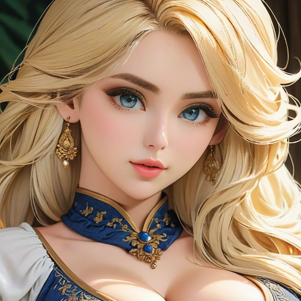 Best quality, masterpiece, big , (large breasts), detailed skin texture, detailed cloth texture, detailed face, super detail, 8k, intricate detail, 1girl, 30 years old, high contrast, high resolution eyes, blonde