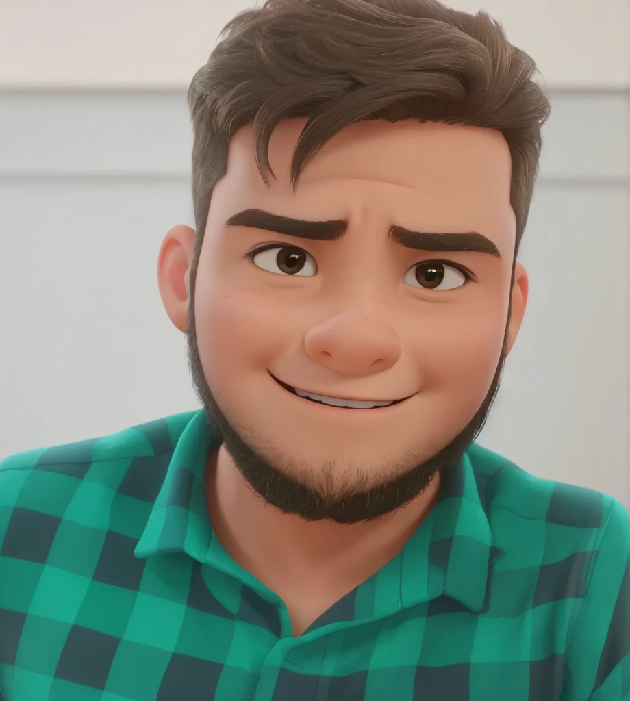 Imagem de um menino para umformato Pixar, He's the little alabester, He's the leader of the class, He is extroverted, Playful and stands up for many things, cabelo curto