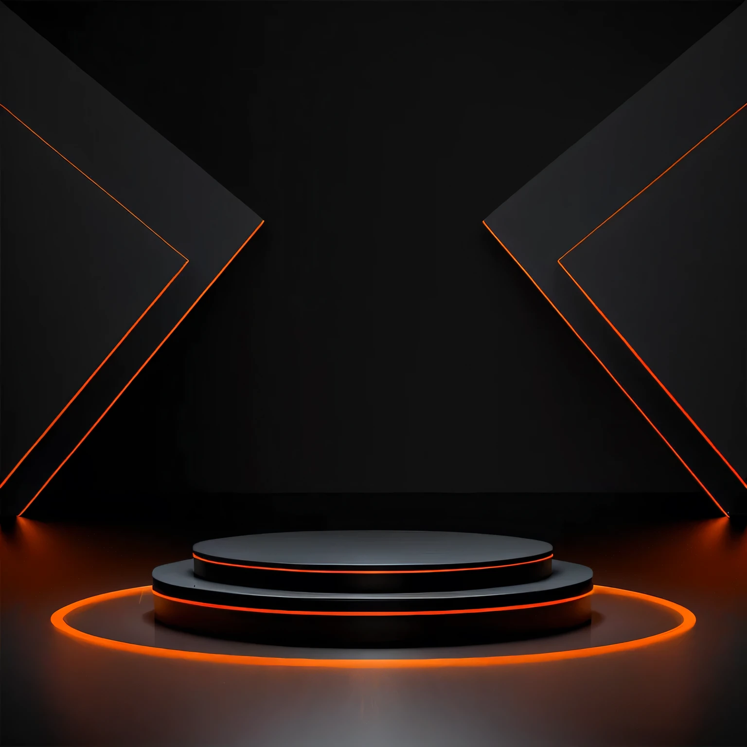 Generate a striking image featuring a simple background dominated by black and accented with vibrant orange hues. Capture the essence of boldness and contrast within this composition