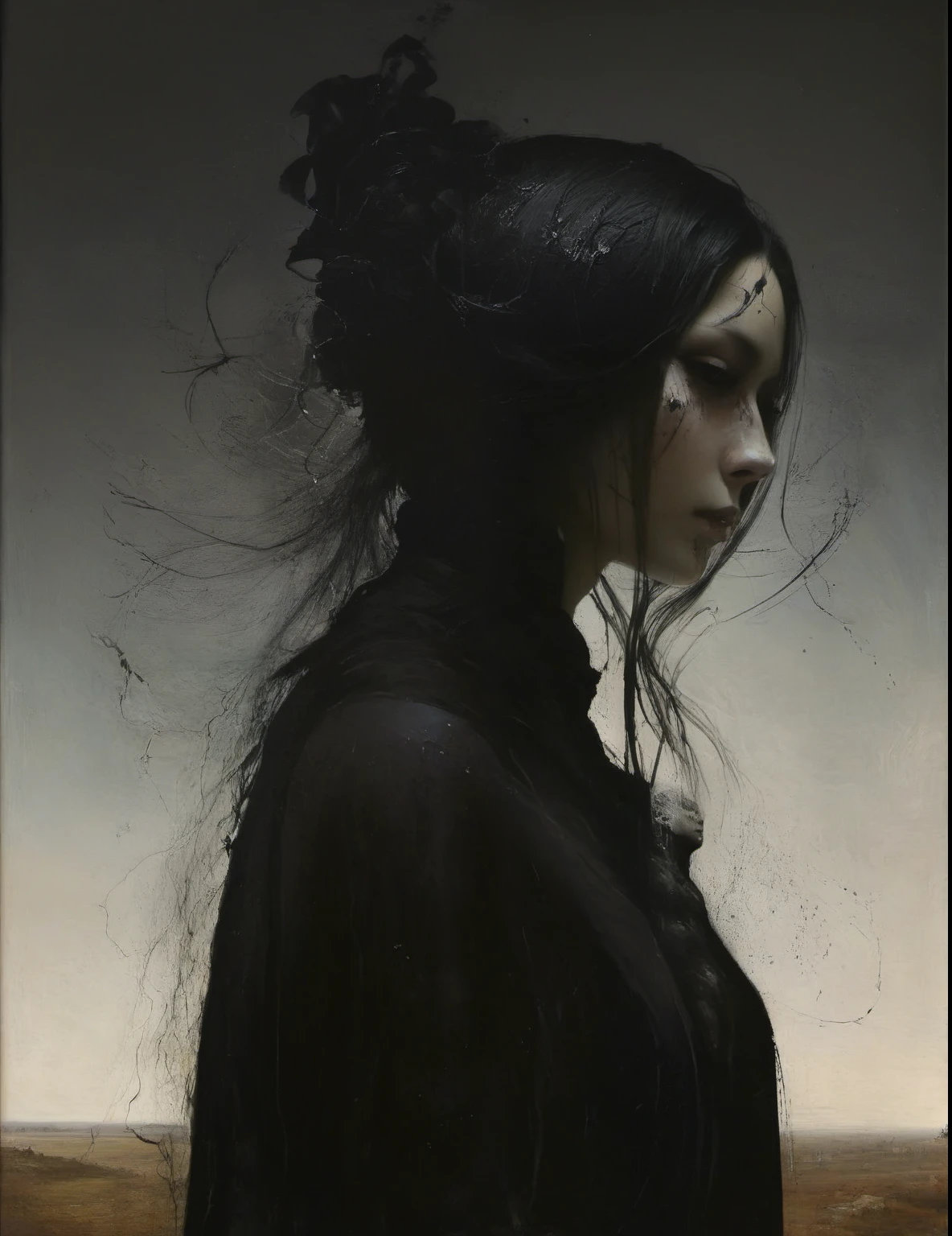James Gurney, Surrealist art , dream-like, Mysterious, Provocative, symbolic, Complex, detailed,, (Gothic but very beautiful:1.4), (masterpiece, highest quality:1.4) , Nicola Samori Style, lover