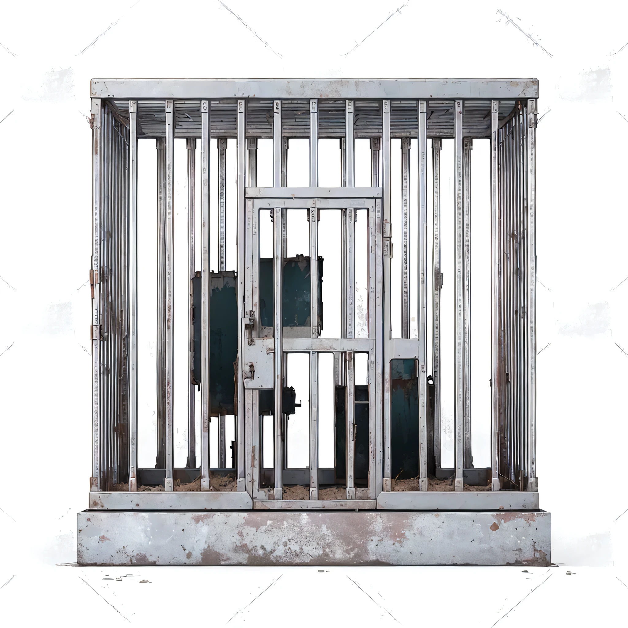 A rusty and dilapidated iron cage,Wasteland style,Rusty,Zombie games,Ultra-clear,Lots of details,