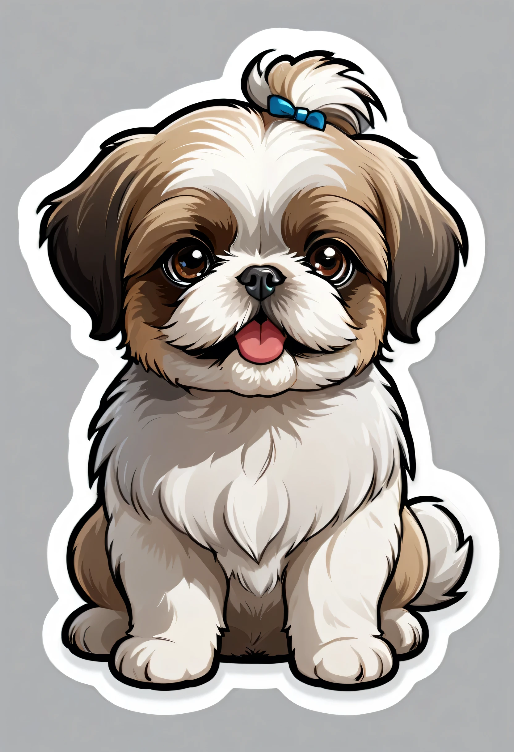 1 sticker, puppy, Shih Tzu, Round eyes, Cute eyes, Cute gestures, Cute expression, Simple Background