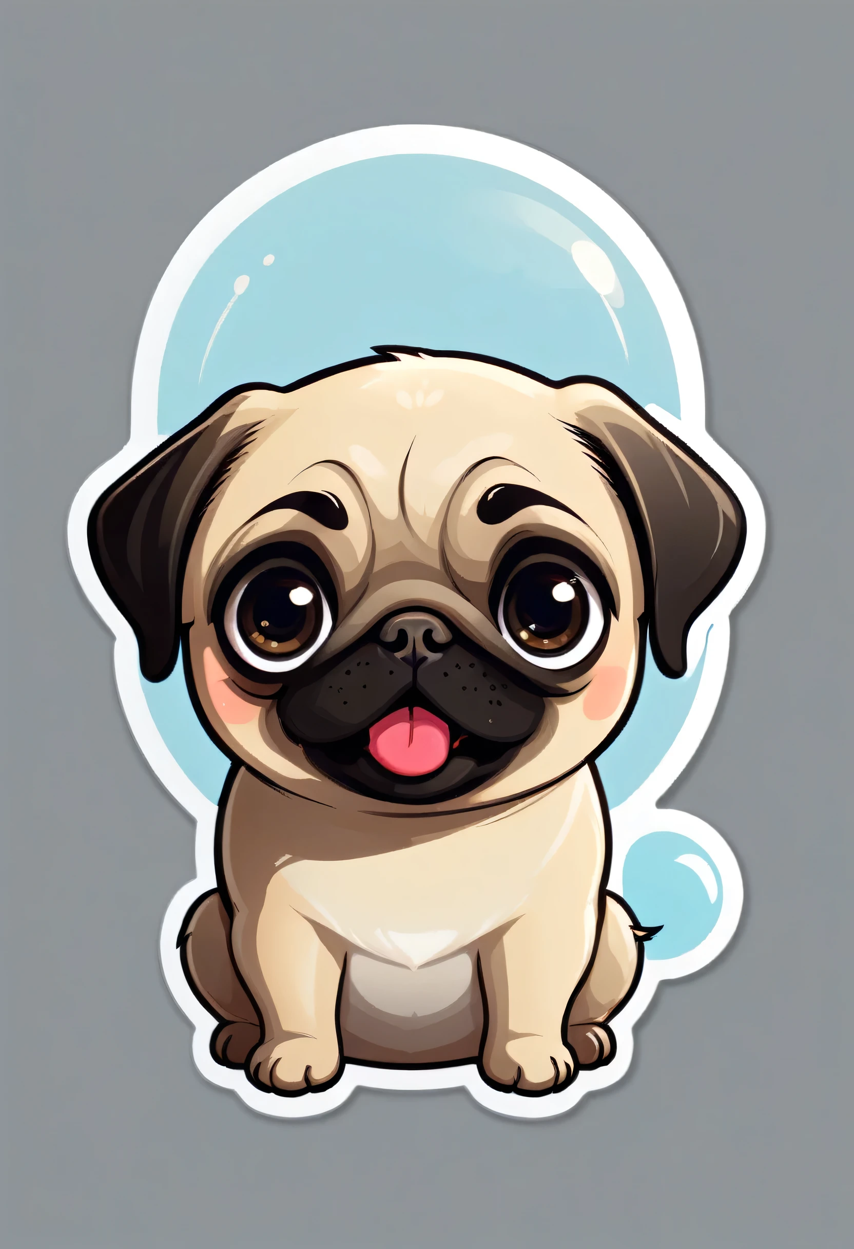 1 sticker, puppy, Pug, Round eyes, Cute eyes, Cute gestures, Cute expression, Simple Background
