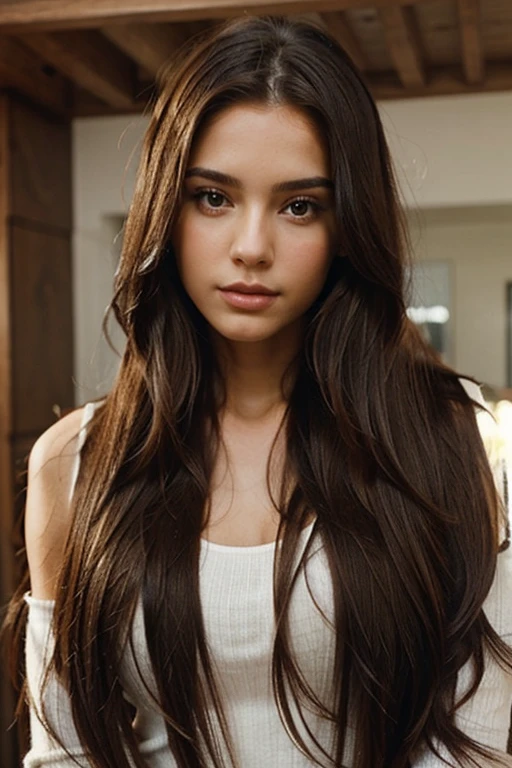 Gorgeous girl with pretty long hair, realistic,