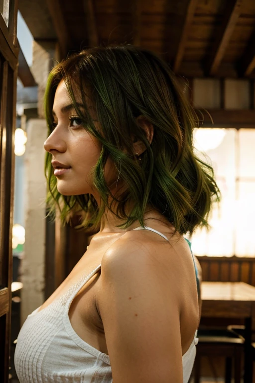 Chica de cabello verde