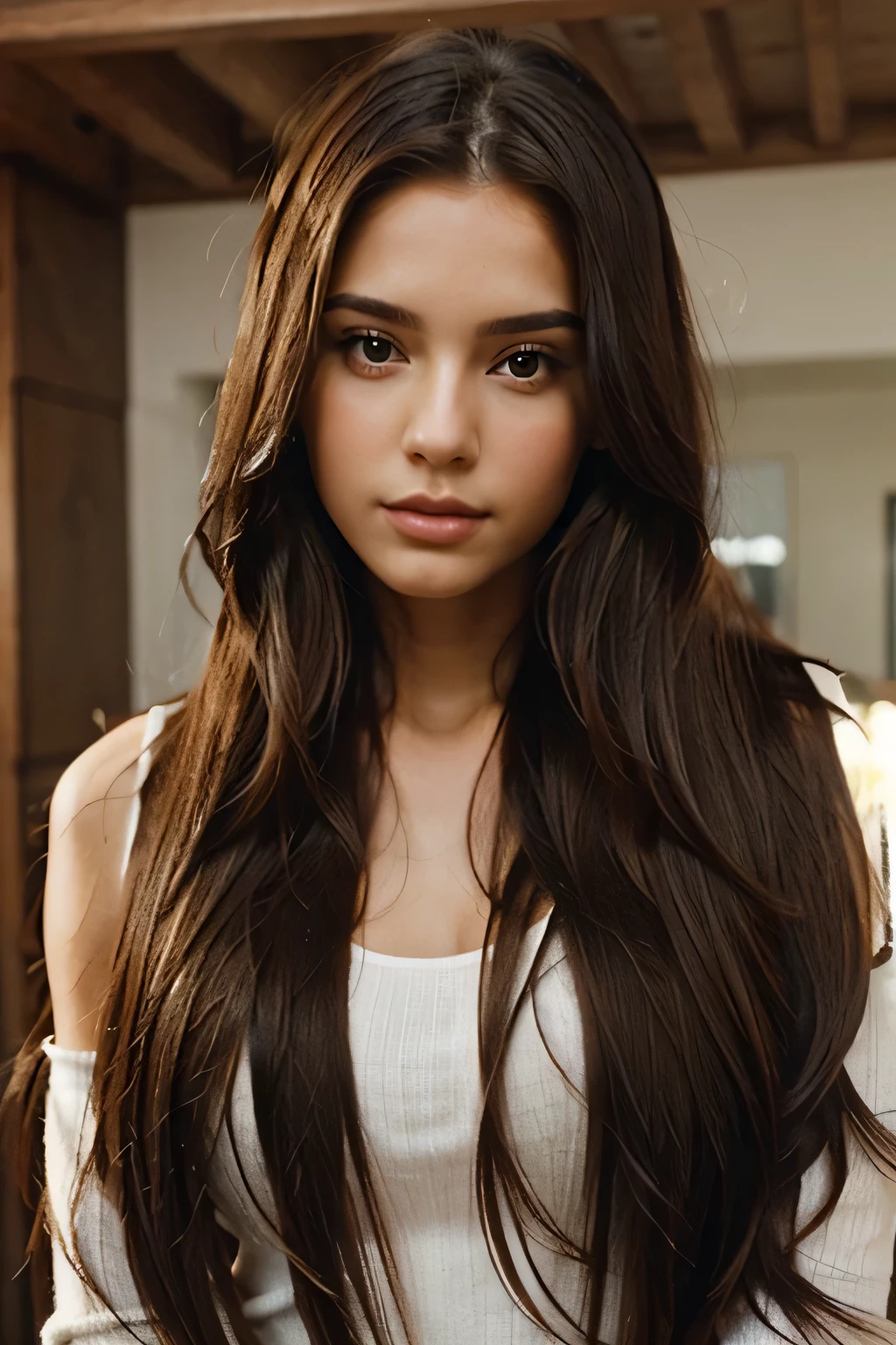 Gorgeous girl with pretty long hair, realistic, 