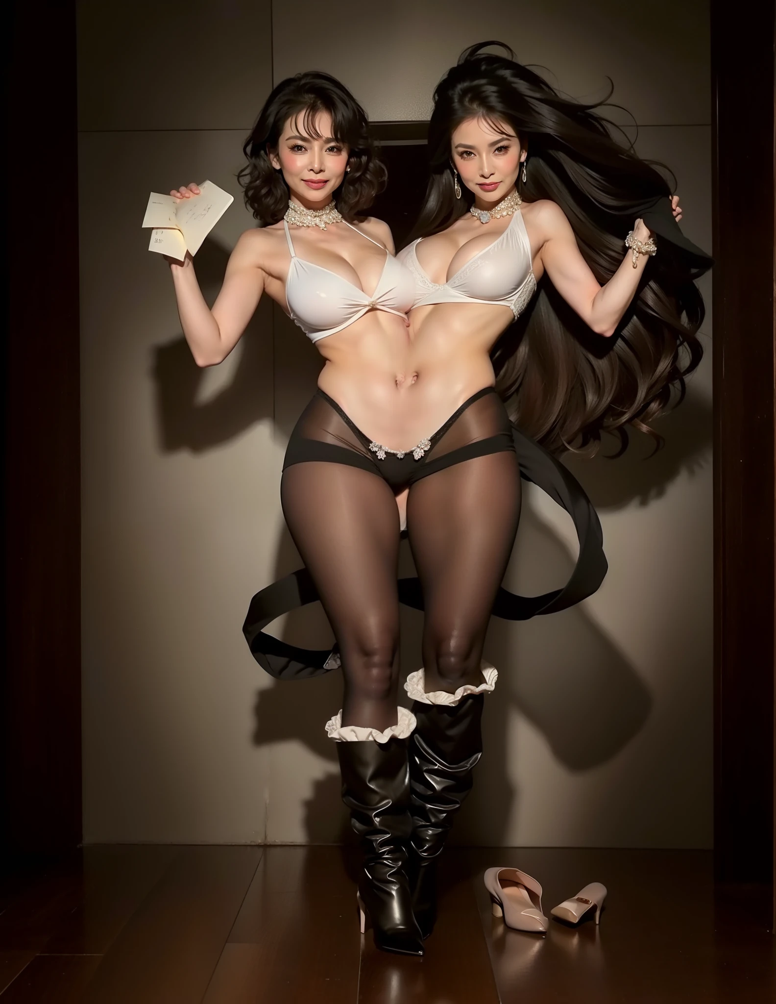 (highest quality,8k,masterpiece),Japanese Mature,50 years old,Huge ,Accentuate your cleavage,Glamour,Muchimuchi,
